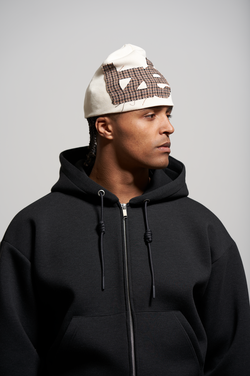 beige tartan beanie