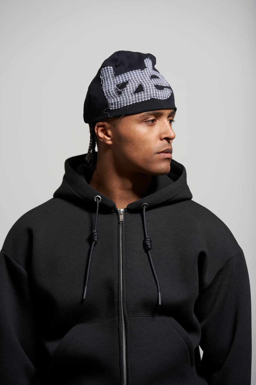 black on black beanie