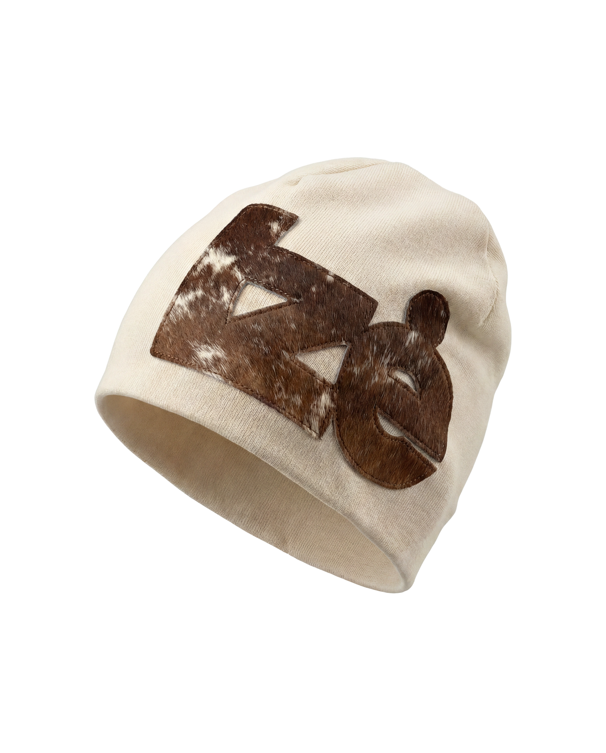 beige cowhide beanie