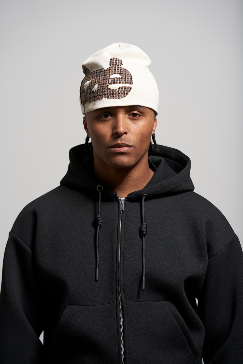 beige tartan beanie